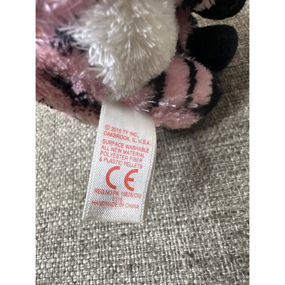 Ty Beanie Boo Zoey Zebra Plush Toy Pink & Black Striped 6" Stuffed Animal - Picture 8 of 8